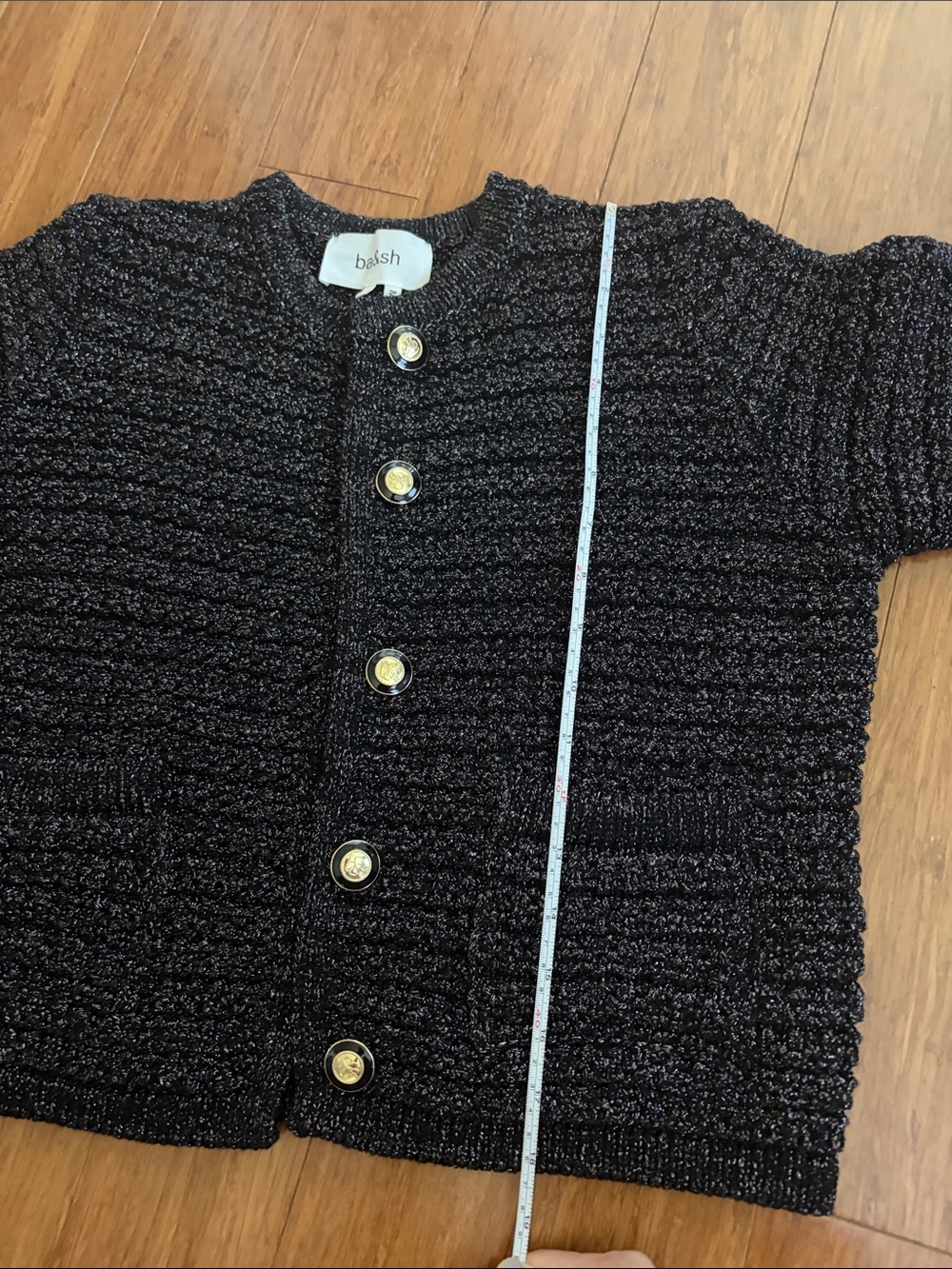 ba&sh Black Chunky Ribbed Button-Front Cardigan - Picture 3 of 5